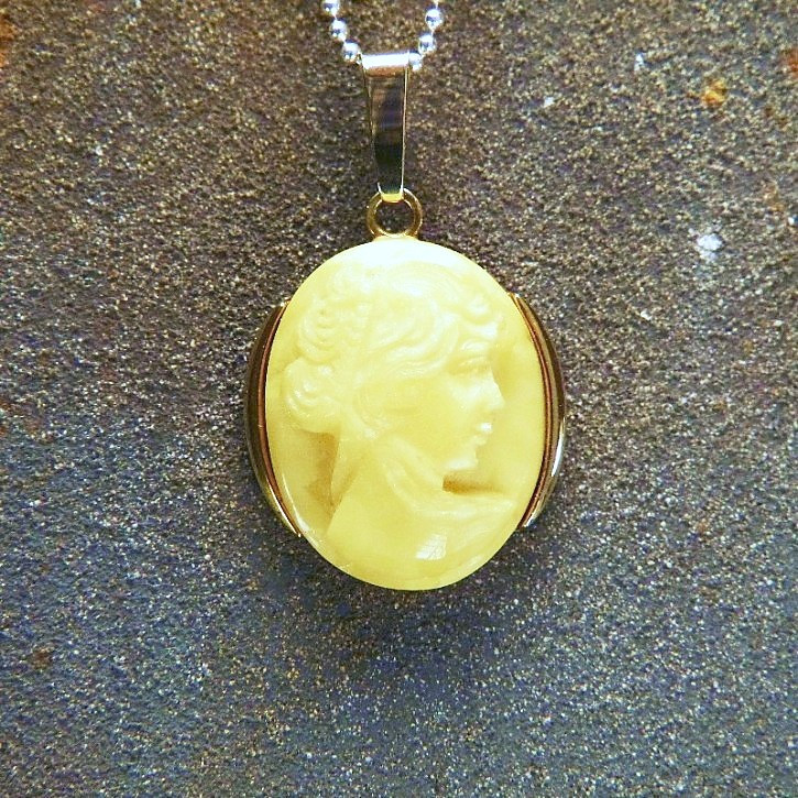 Bernstein-Kamee in Gold 333/-
