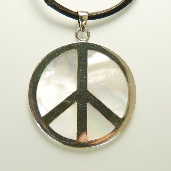 Anhänger 925/- "Peace" mit Perlmutt