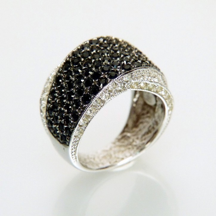 Silberring rhodiniert mit Zirkonia W18