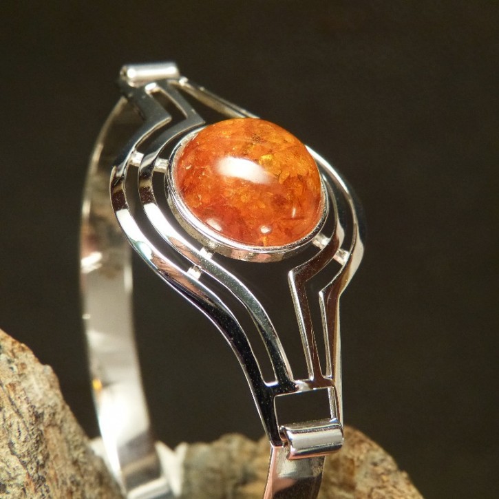 Armspange Silber mit Bernstein