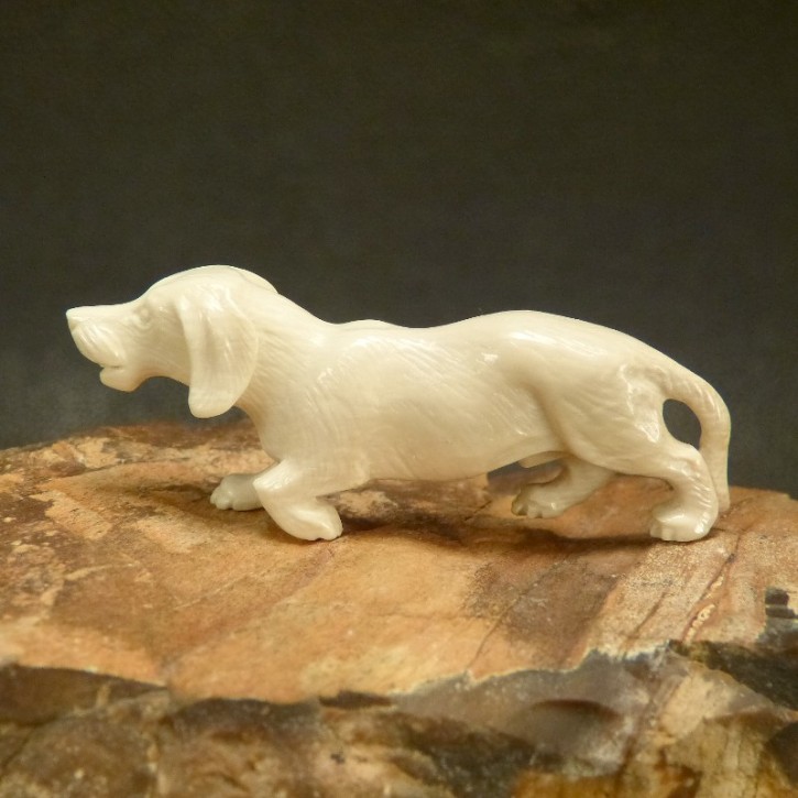 Rauhaardackel aus Mammut-Elfenbein