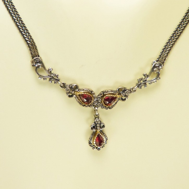 Trachtencollier aus Silber mit Granat