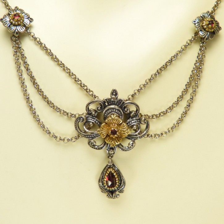 Trachtencollier aus Silber mit Granat