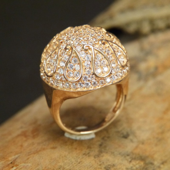 Silberring vergoldet mit Zirkonia W16,9 + 18,2