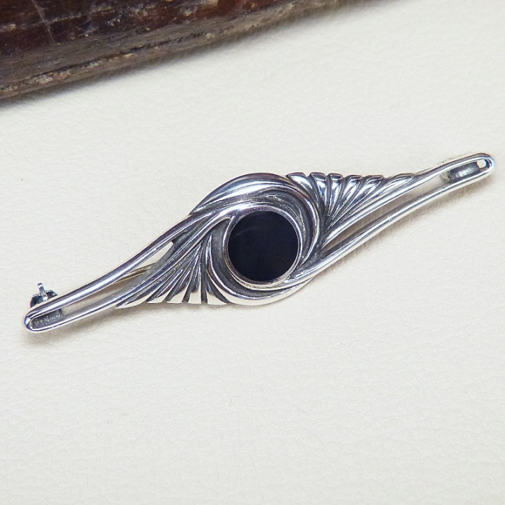 Art Deco Silberbrosche mit Onix