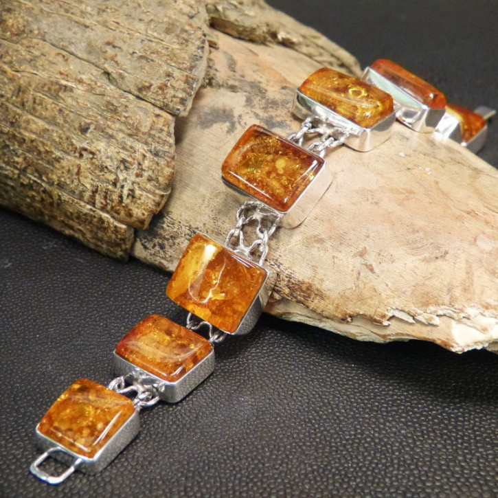 tolles Silberarmband mit Naturbernstein