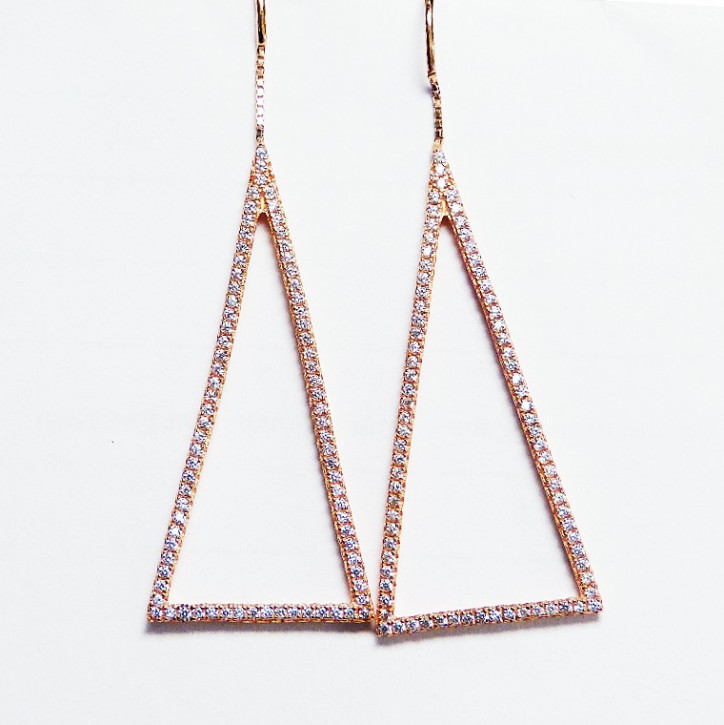 Hängeohrringe 925/- rosèvergoldet mit Zirkonia