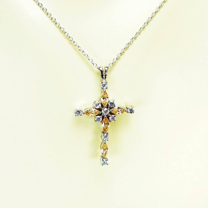 Kreuzanhänger 925/- mit Zirkonia