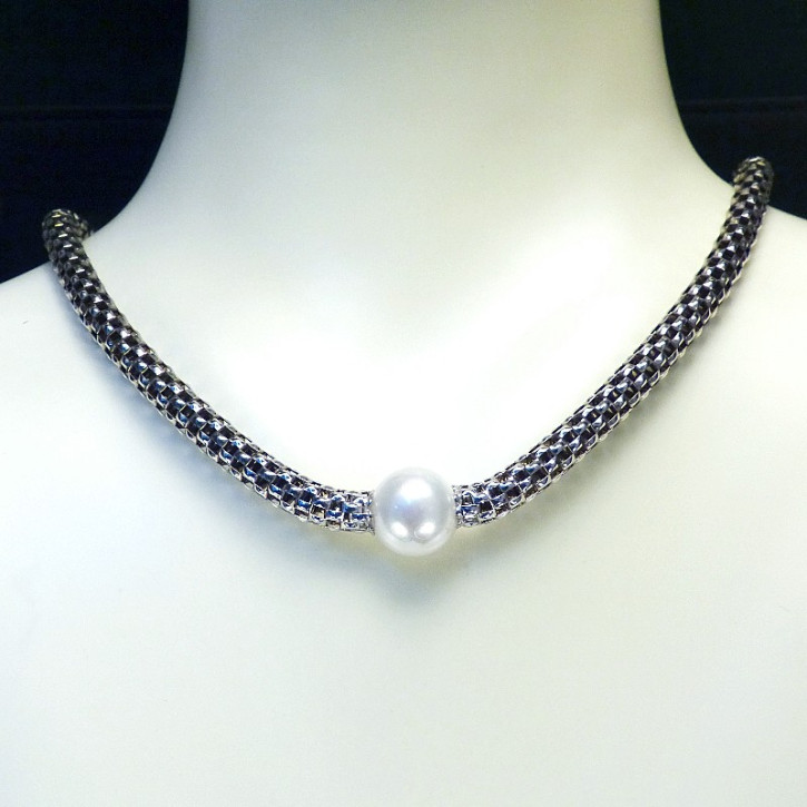 Silbercollier mit Swarovski-Perle