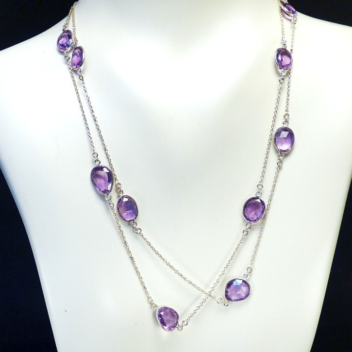 Silberkette mit echten Amethysten