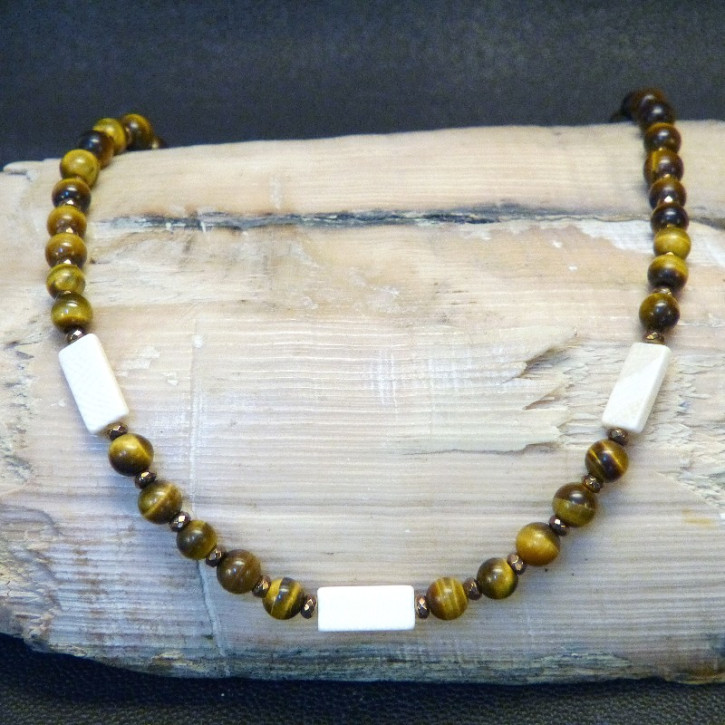 Kette aus Tigerauge und Mammut