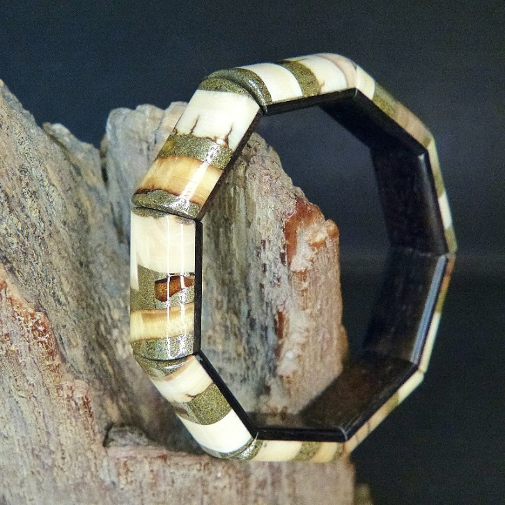 schmales Mammut-Armband mit Bernstein