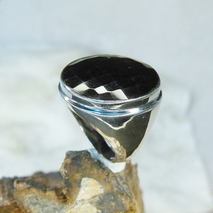 auffälliger Silberring mit Onyx W19