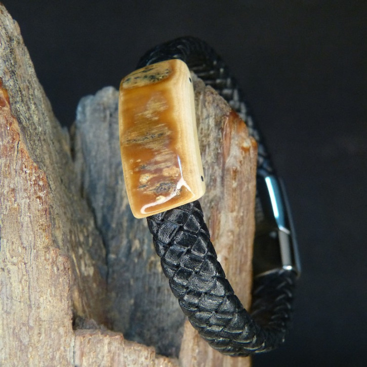 Flechtlederarmband mit toller Mammutrinde