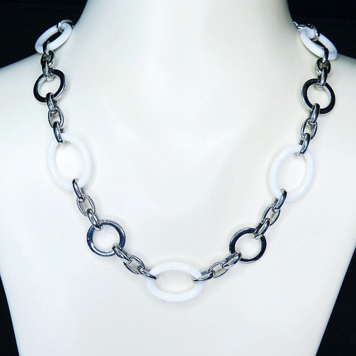 Collier/Kette Edelstahl mit Keramik 45cm