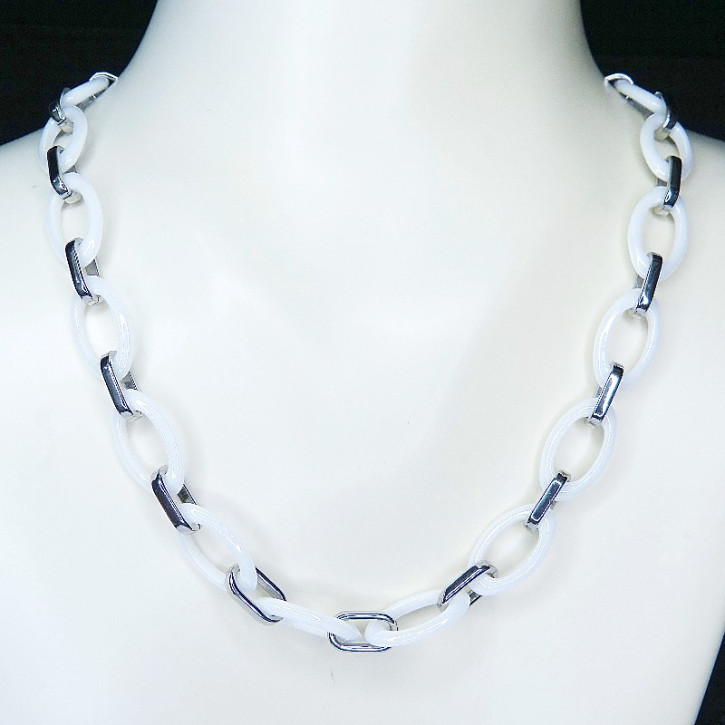 Collier/Kette Edelstahl mit Keramik 45cm