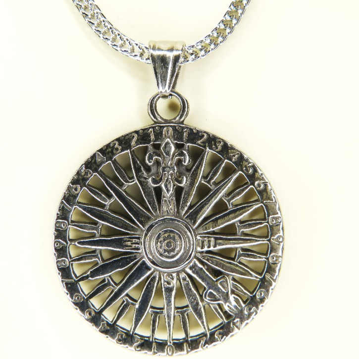 Edelstahlanhänger "Windrose mit Kette"