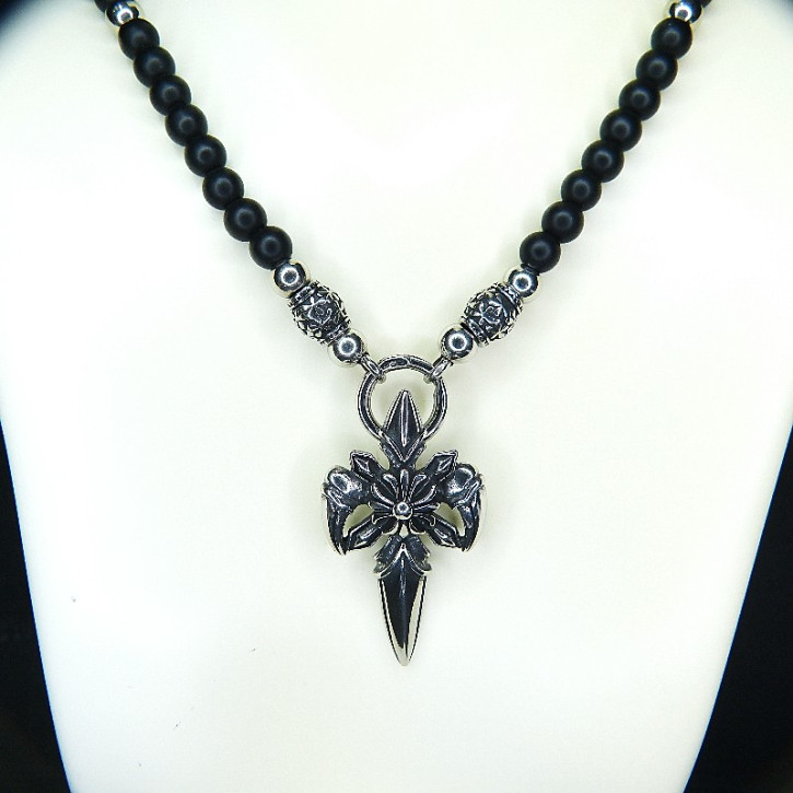 lange Kette Onix/Edelstahl
