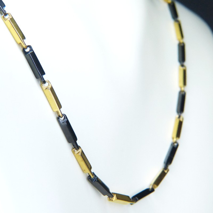 Edelstahlkette schwarz/gold ca. 60cm