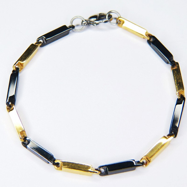 Armband Edelstahl gold/schwarz 19cm