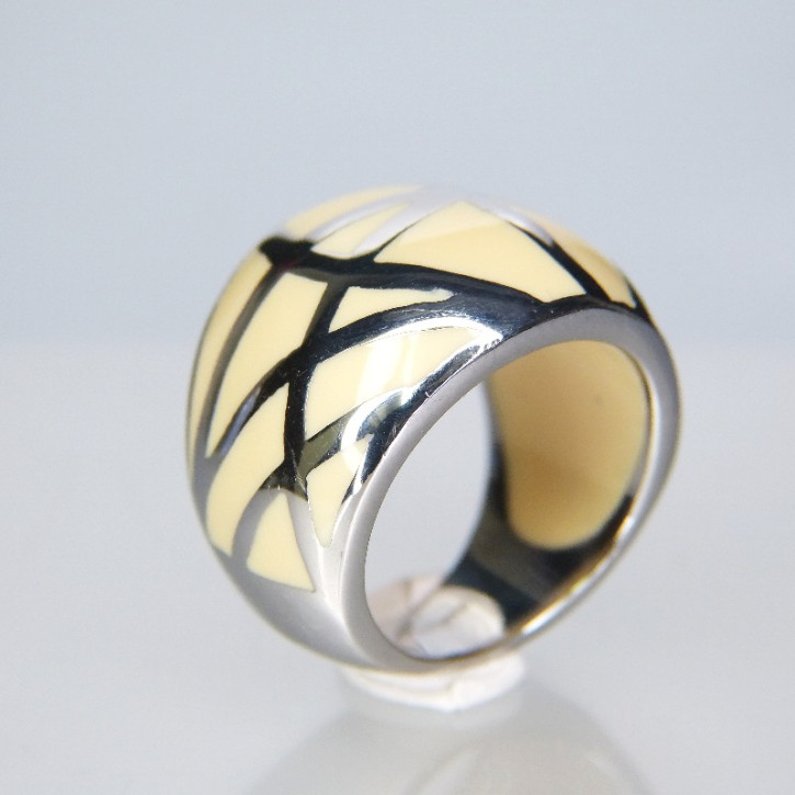 Edelstahlring Mosaik creme W 17