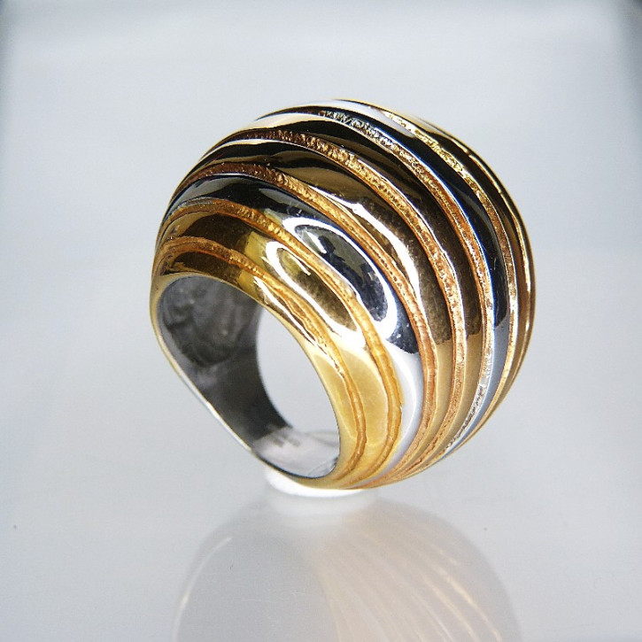 auffälliger Edelstahlring Bicolor