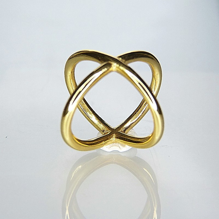 Edelstahlring "Kreuz" vergoldet
