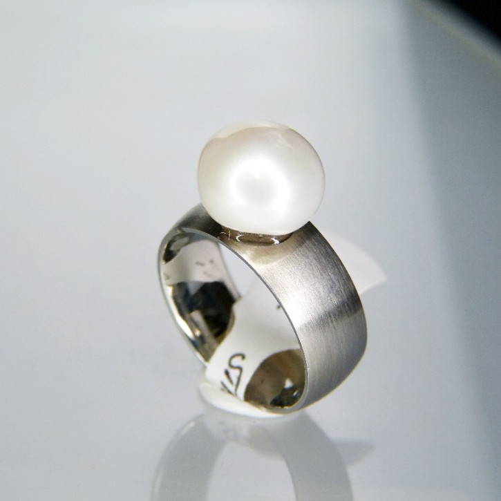 Edelstahlring mit Zuchtperle W 18,8
