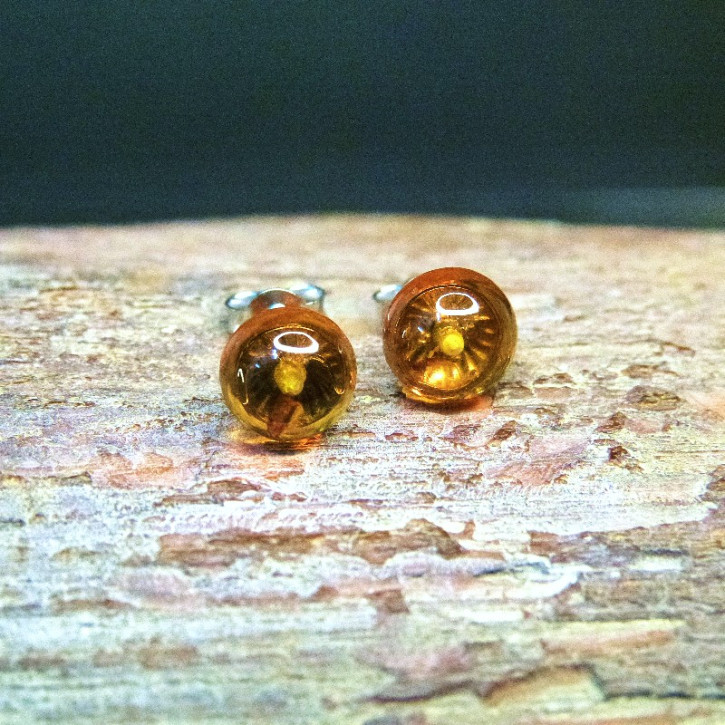 Bernstein-Ohrstecker ca. 8mm