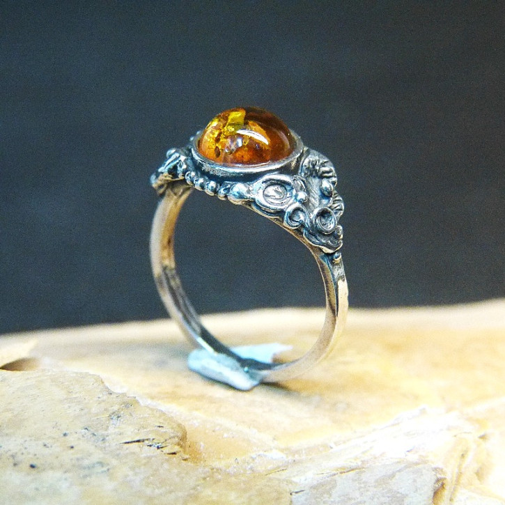 Silberring mit Bernstein Größe 55 (Ø ca. 17,5 mm)