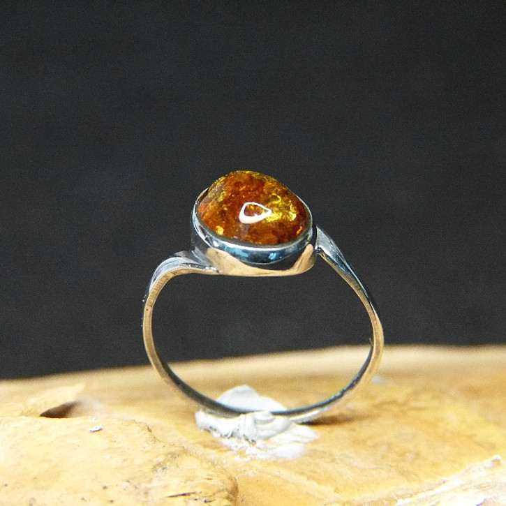 Silberring mit Bernstein Größe 55 (Ø ca. 17,5 mm)