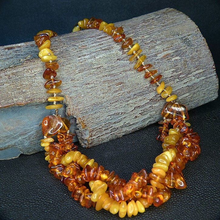 Naturbernsteinkette geflochten ca. 50cm
