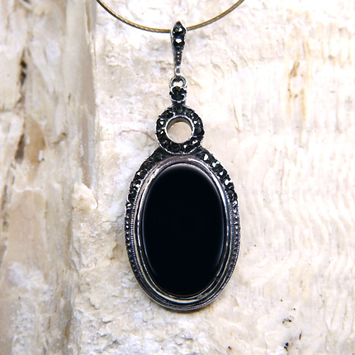 ArtDeco Anhänger Silber mit Onyx