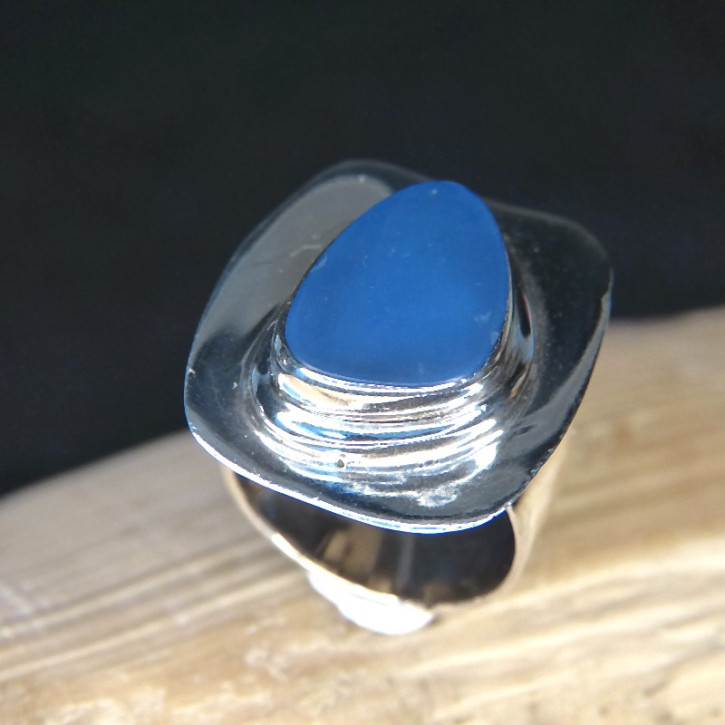 Silberring mit blauem Achat W18