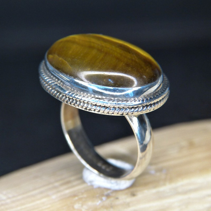 Silberring mit Tigerauge quer W18,1