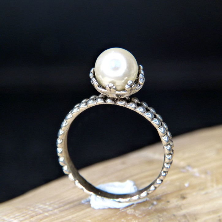 Silberring mit Perle W18,5