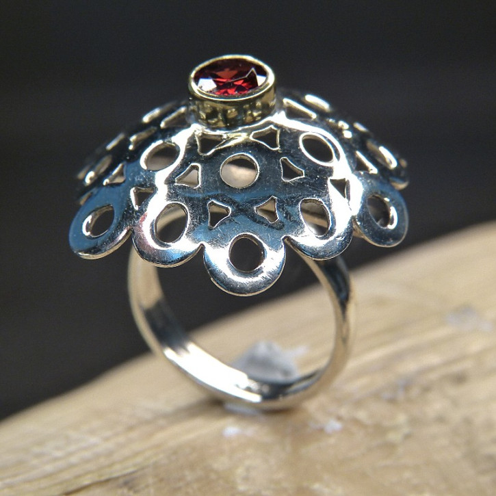 Silberring mit Granat oder Amethyst