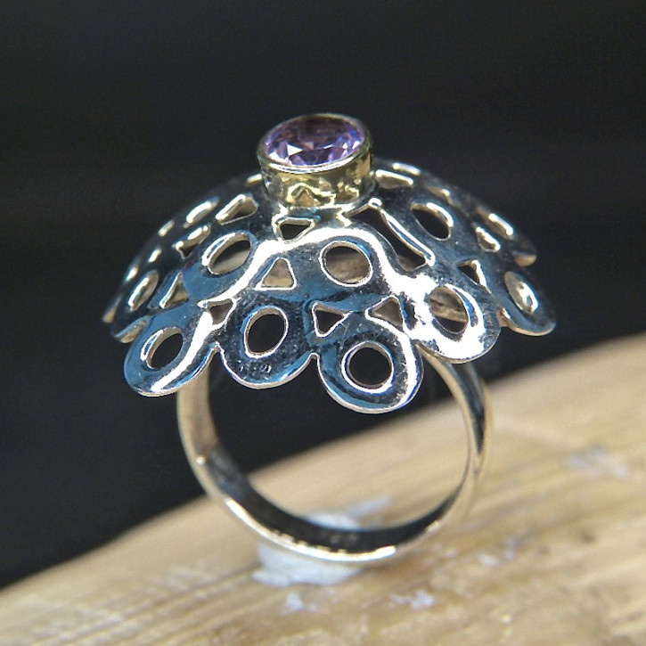 Silberring mit Granat oder Amethyst Größe 56 (Ø ca. 17,8 mm) / Amethyst