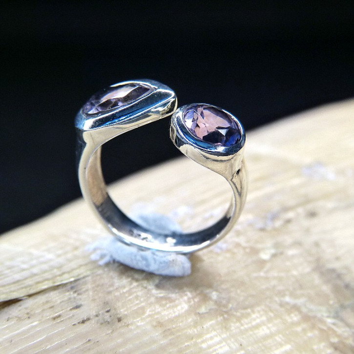 Silberring mit Onyx oder Amethyst Größe 54 (Ø ca. 17,2 mm) / Amethyst