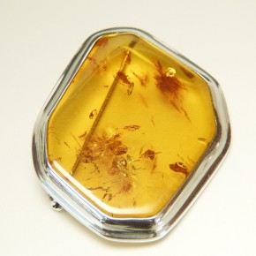 Bernstein-Brosche in Silber