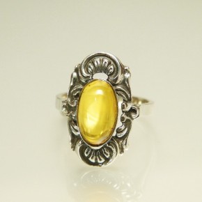 Silberring "antik" mit Bernstein W17