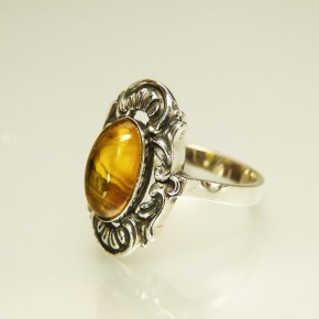 Silberring "antik" mit Bernstein W17
