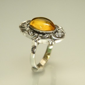 Silberring "antik" mit Bernstein W17