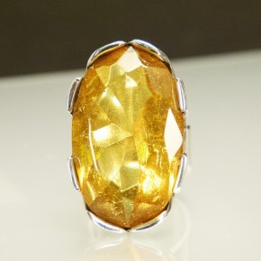 XL Silberring mit facettiertem Bernstein  W19