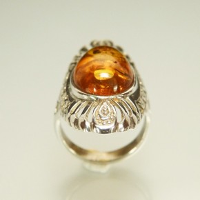Silberring mit Bernstein W 17