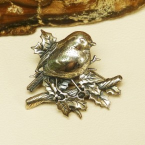 Silberbrosch 925/- "Vogel auf Ast"