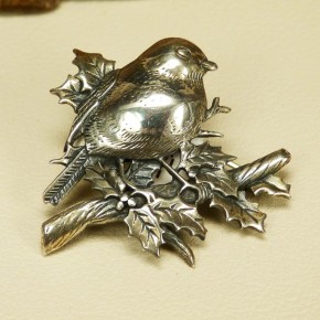 Silberbrosch 925/- "Vogel auf Ast"