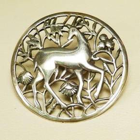große Silberbrosche 925/- "Gazelle"
