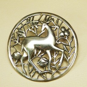 große Silberbrosche 925/- "Gazelle"