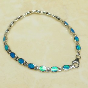 Silberarmband 925/- mit Opalsynthesen